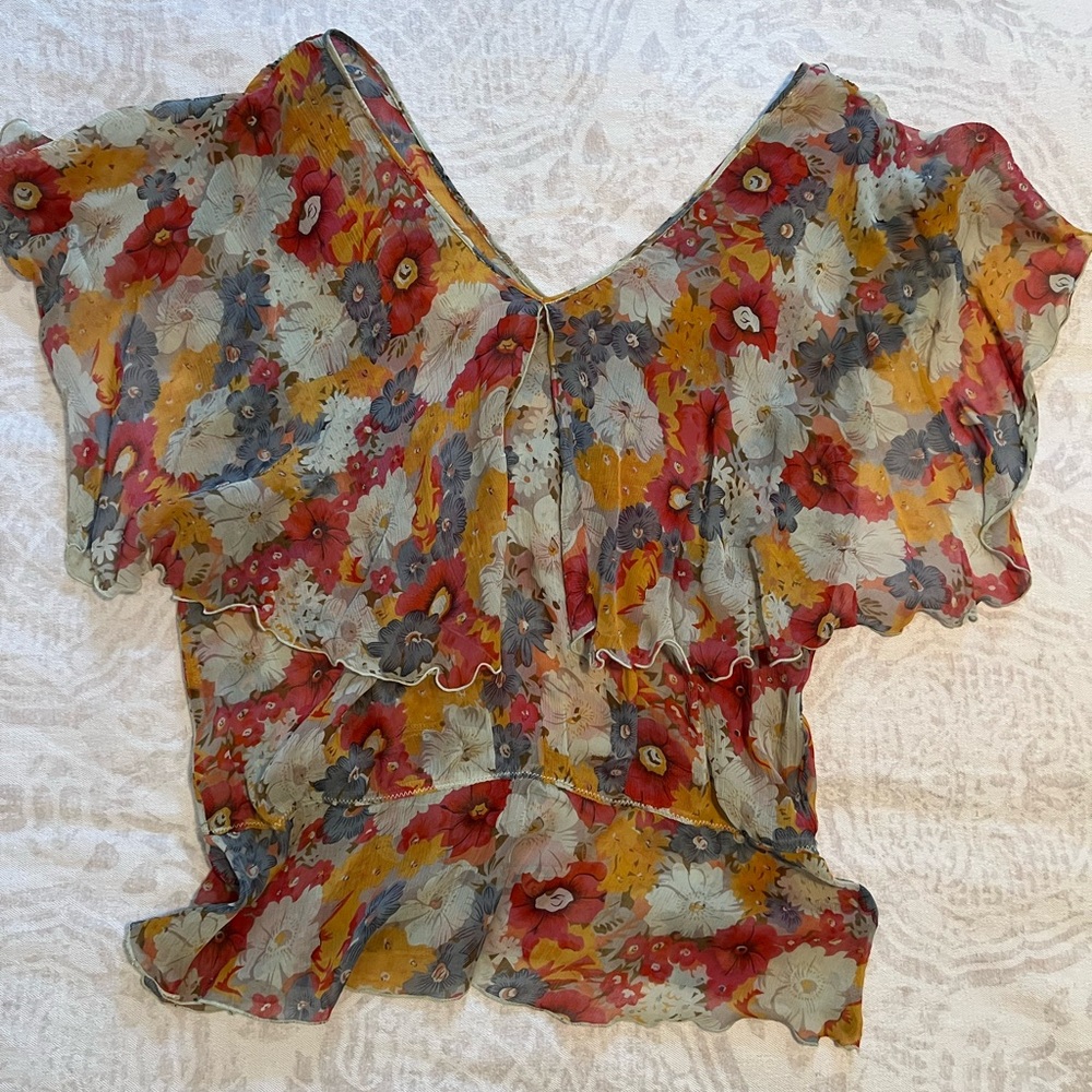Floral “butterfly “ Chiffon Women's Top by Anna Sui for Anthropologie